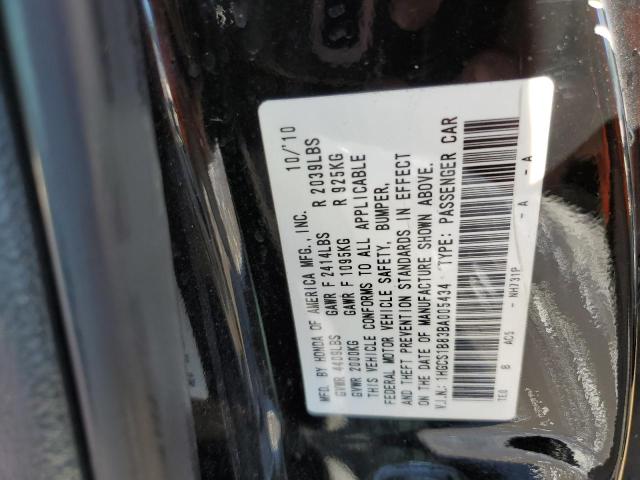 1HGCS1B83BA005434 - 2011 HONDA ACCORD EXL BLACK photo 10