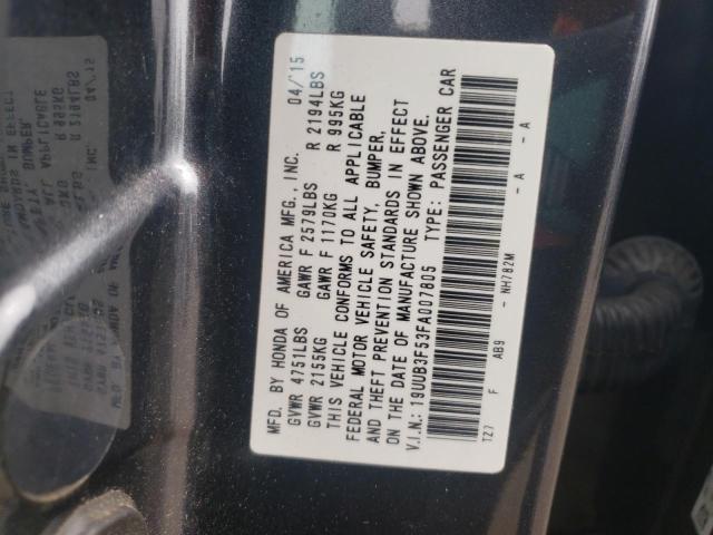 19UUB3F53FA007805 - 2015 ACURA TLX TECH BLACK photo 10