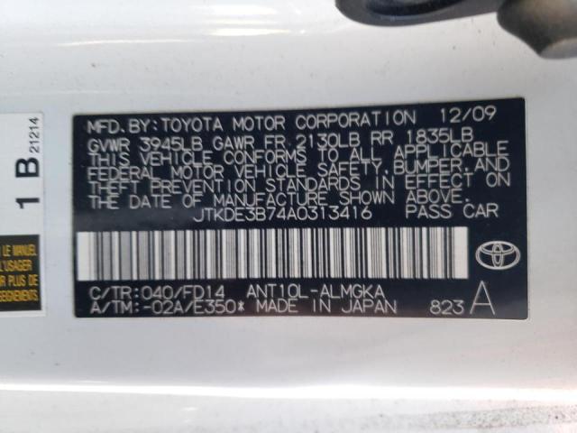 JTKDE3B74A0313416 - 2010 TOYOTA SCION TC 白色 照片 10