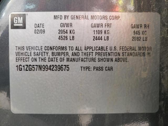 1G1ZG57N994239675 - 2009 CHEVROLET MALIBU LS GRAY photo 10