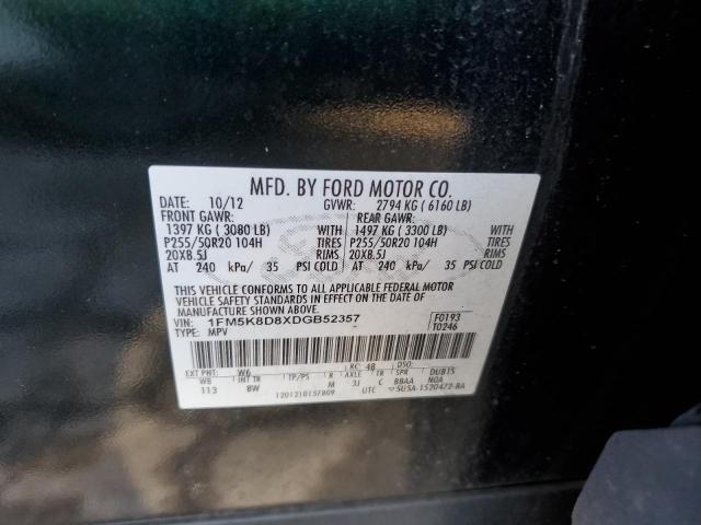 1FM5K8D8XDGB52357 - 2013 FORD EXPLORER X GREEN photo 10