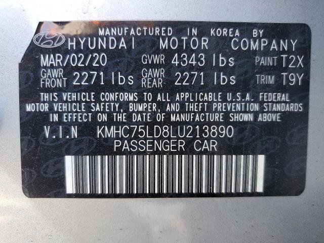 KMHC75LD8LU213890 - 2020 HYUNDAI IONIQ SEL SILVER photo 10