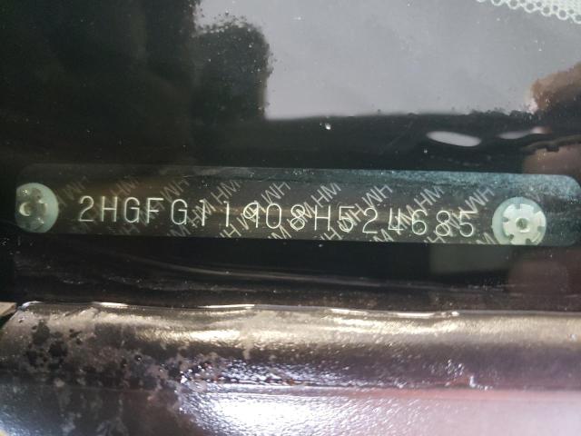 2HGFG11908H524685 - 2008 HONDA CIVIC EXL Qara foto 10