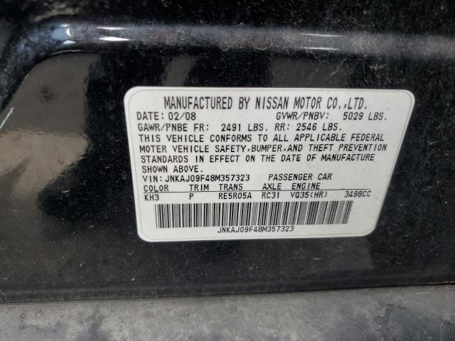 JNKAJ09F48M357323 - 2008 INFINITI EX35 BASE BLACK photo 10