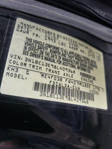 3N1BC13E98L409368 - 2008 NISSAN VERSA S BLACK photo 10