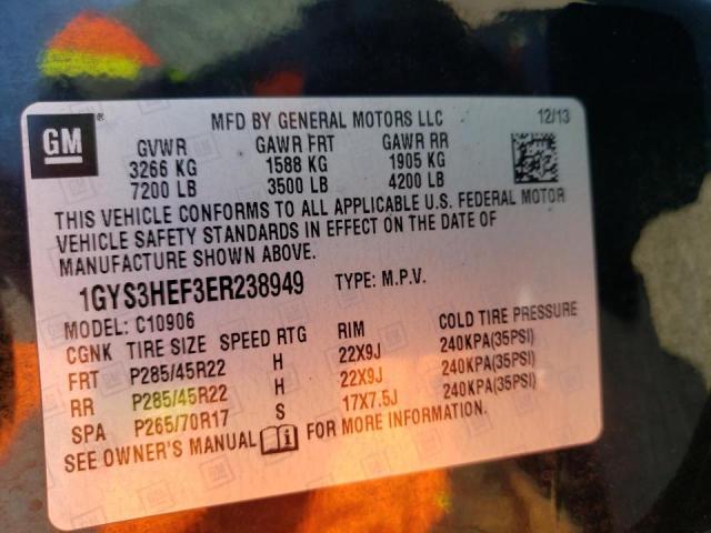 1GYS3HEF3ER238949 - 2014 CADILLAC ESCALADE E BLACK photo 10