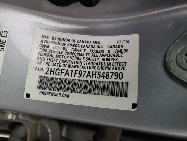 2HGFA1F97AH548790 - 2010 HONDA CIVIC EXL Gümüş foto 10