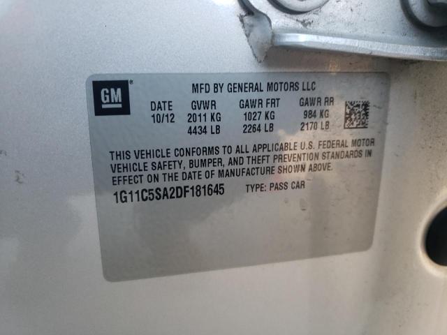 1G11C5SA2DF181645 - 2013 CHEVROLET MALIBU 1LT Gümüş fotoğraf 10