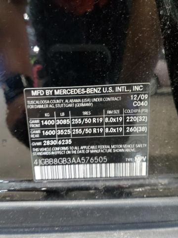 4JGBB8GB3AA576505 - 2010 MERCEDES-BENZ ML 350 4MA BLACK photo 10