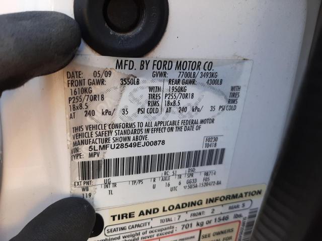 5LMFU28549EJ00878 - 2009 LINCOLN NAVIGATOR 白色 照片 10