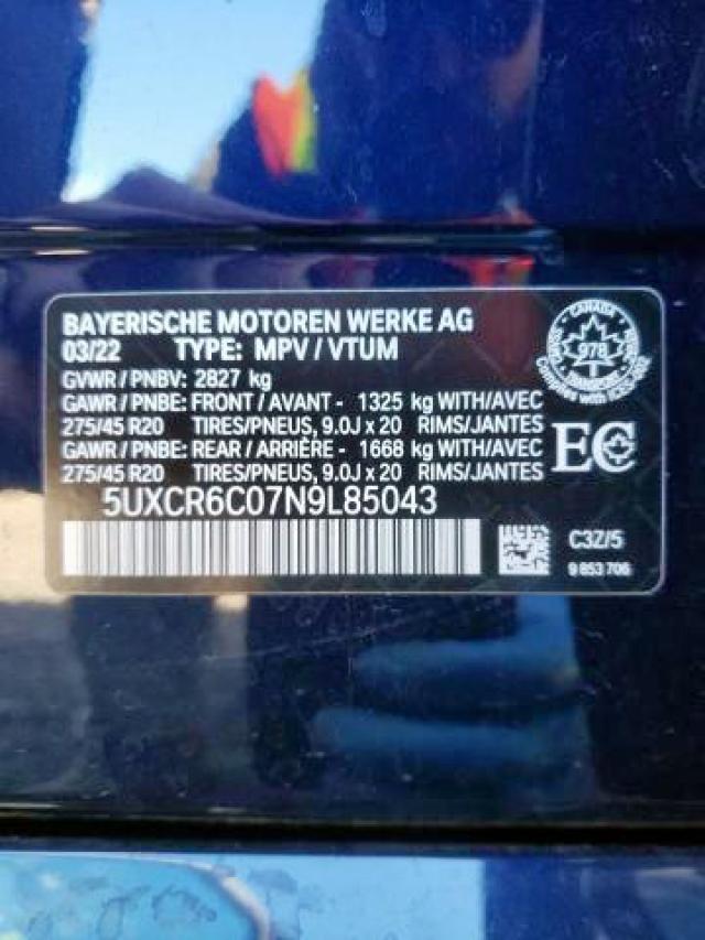 5UXCR6C07N9L85043 - 2022 BMW X5 XDRIVE4 蓝色 照片 9