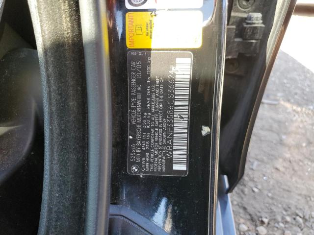WBANF33586CS36624 - 2006 BMW 525 XI BLACK photo 10