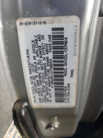 4T1BG22K11U798853 - 2001 TOYOTA CAMRY CE SILVER photo 10