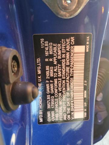 SHHFK7H48HU408231 - 2017 HONDA CIVIC SPOR BLUE photo 10