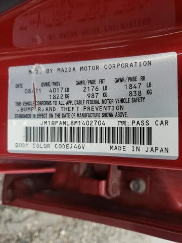 JM1BPAML8M1402704 - 2021 MAZDA 3 PREMIUM RED photo 10