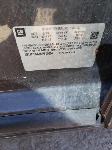 1G11H5SA3DF305892 - 2013 CHEVROLET MALIBU LTZ ნაცრისფერი ფოტო 10