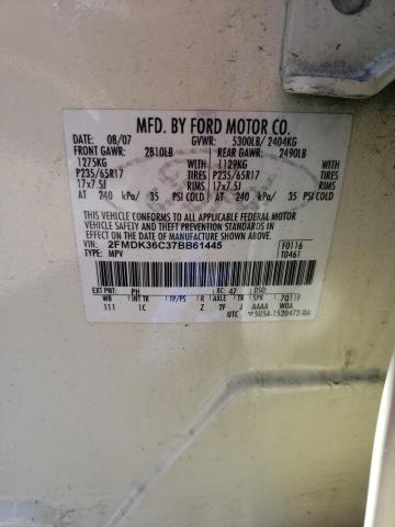 2FMDK36C37BB61445 - 2007 FORD EDGE CREAM photo 10