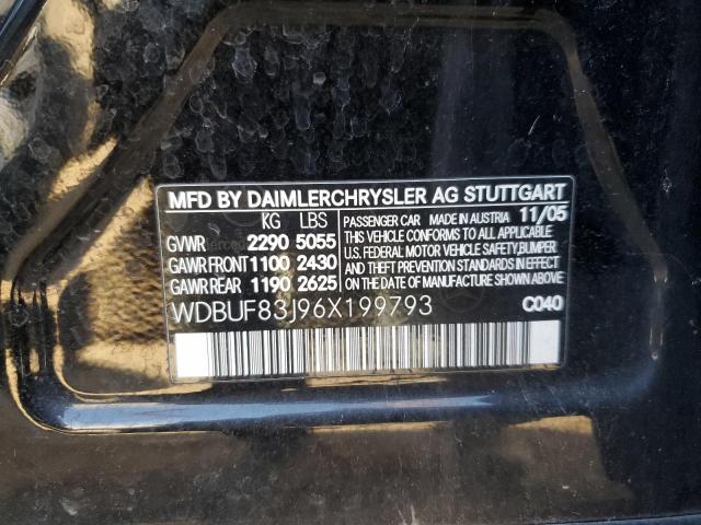 WDBUF83J96X199793 - 2006 MERCEDES-BENZ E 500 4MAT BLACK photo 10