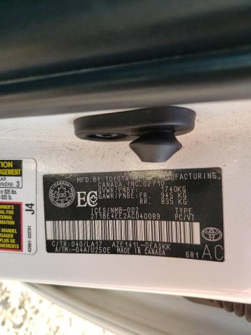 2T1BE4EE2AC040089 - 2010 TOYOTA COROLLA XR 白色 照片 10