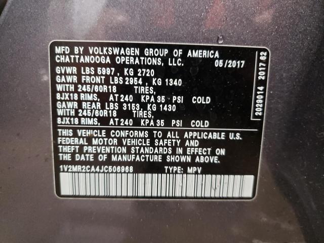 1V2MR2CA4JC506968 - 2018 VOLKSWAGEN ATLAS SEL Grafit foto 10