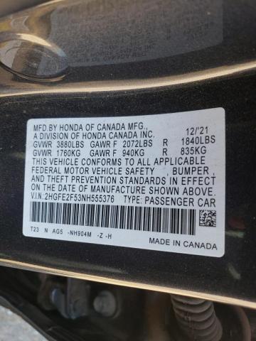 2HGFE2F53NH555376 - 2022 HONDA CIVIC SPOR 灰色 照片 10