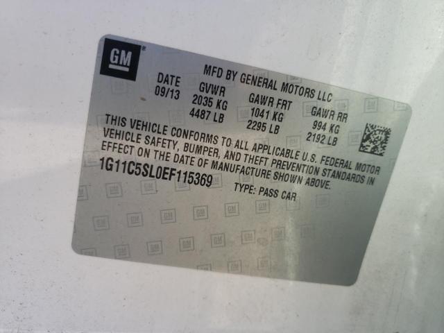 1G11C5SL0EF115369 - 2014 CHEVROLET MALIBU 1LT 白色 照片 10