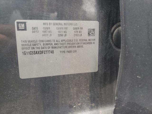1G11C5SAXDF277748 - 2013 CHEVROLET MALIBU 1LT ნაცრისფერი ფოტო 10