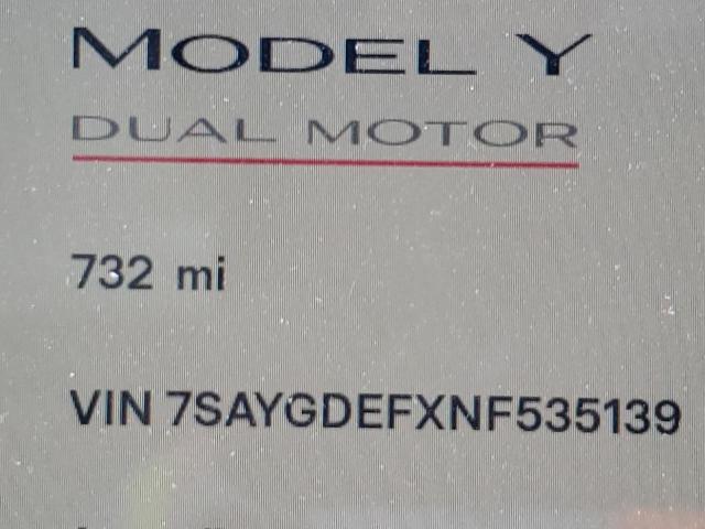 7SAYGDEFXNF535139 - 2022 TESLA MODEL Y GRAY photo 8