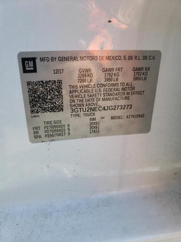 3GTU2NEC4JG273273 - 2018 GMC SIERRA K15 WHITE photo 10