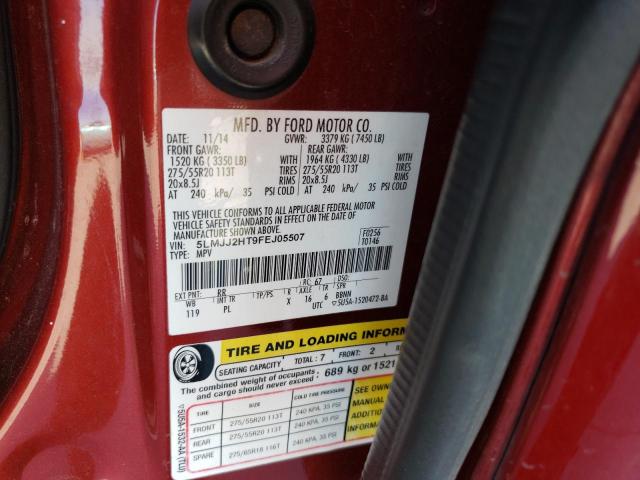 5LMJJ2HT9FEJ05507 - 2015 LINCOLN NAVIGATOR 红色 照片 10