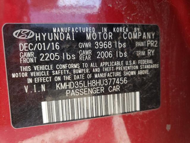 KMHD35LH8HU377456 - 2017 HYUNDAI ELANTRA GT RED photo 10