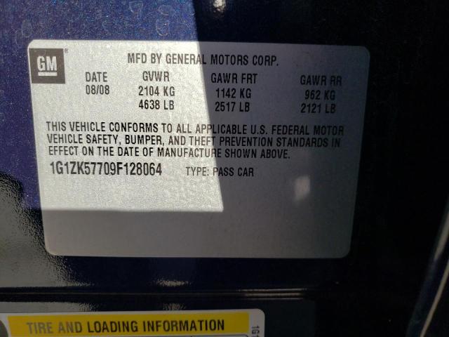 1G1ZK57709F128064 - 2009 CHEVROLET MALIBU LTZ ლურჯი ფოტო 10