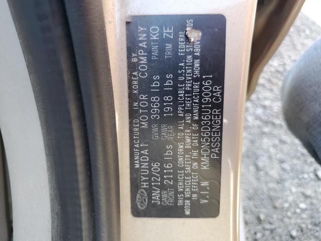 KMHDN56D36U190061 - 2006 HYUNDAI ELANTRA GOLD photo 10