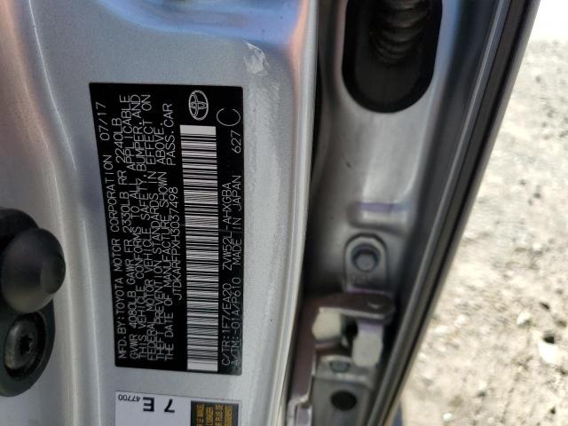 JTDKARFPXH3037498 - 2017 TOYOTA PRIUS PRIM 银色 照片 10