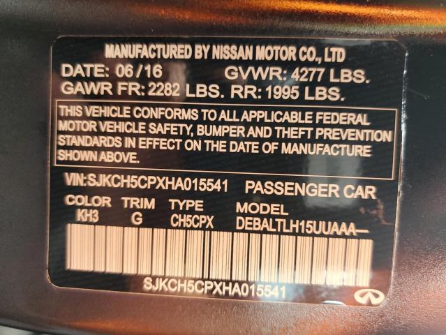 SJKCH5CPXHA015541 - 2017 INFINITI QX30 BASE BLACK photo 10