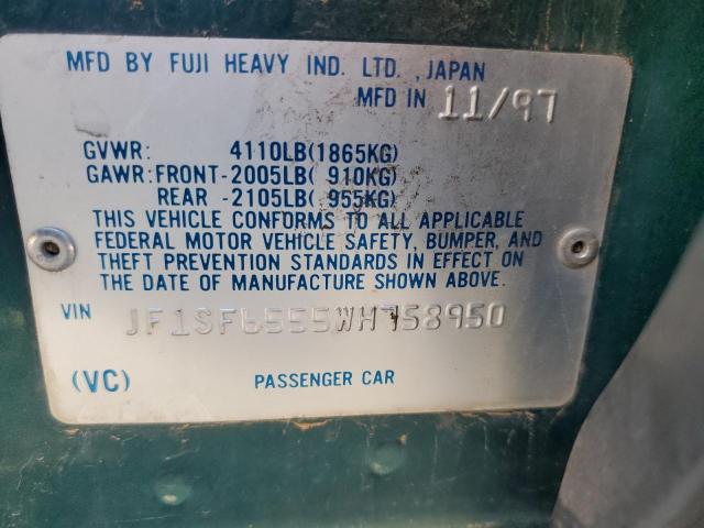 JF1SF6555WH758950 - 1998 SUBARU FORESTER S GREEN photo 10