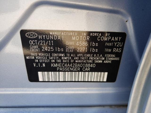 KMHEC4A42BA018840 - 2011 HYUNDAI SONATA HYB BLUE photo 10