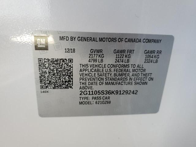 2G1105S36K9129242 - 2019 CHEVROLET IMPALA PRE თეთრი ფოტო 10