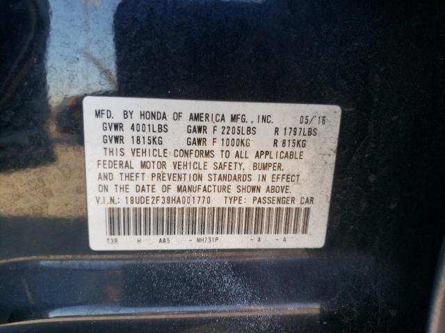 19UDE2F39HA001770 - 2017 ACURA ILX BASE W Schwarz Foto 10