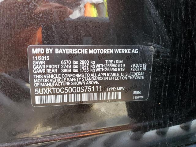 5UXKT0C50G0S75111 - 2016 BMW X5 XDR40E BROWN photo 10