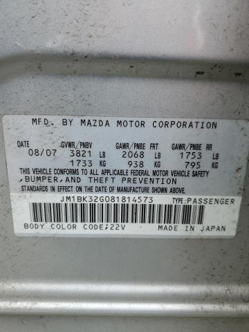 JM1BK32G081814573 - 2008 MAZDA 3 I GRAY photo 10