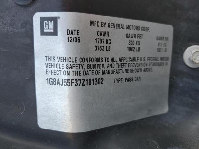 1G8AJ55F37Z181302 - 2007 SATURN ION LEVEL GREEN photo 10