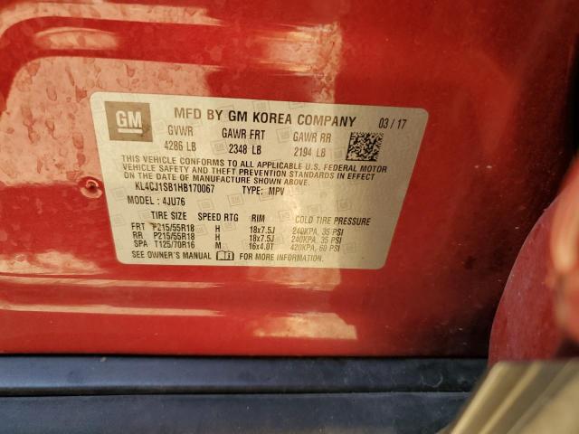 KL4CJ1SB1HB170067 - 2017 BUICK ENCORE SPO RED photo 10