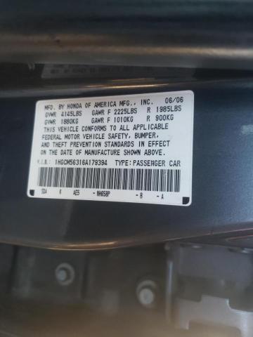 1HGCM56316A179394 - 2006 HONDA ACCORD SE BLACK photo 10