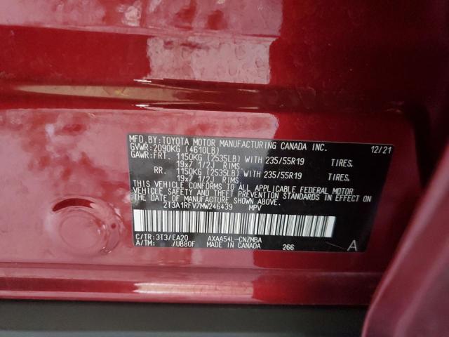 2T3A1RFV7MW246439 - 2021 TOYOTA RAV4 XLE P MAROON photo 10