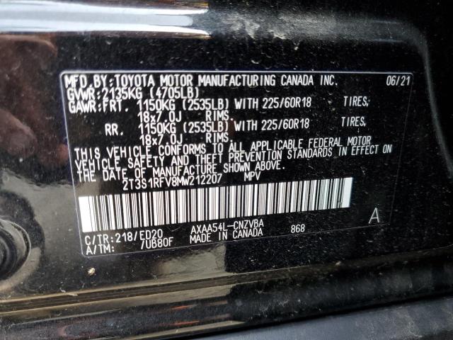 2T3S1RFV8MW212207 - 2021 TOYOTA RAV4 TRD O BLACK photo 10