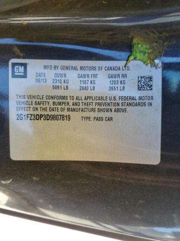 2G1FZ3DP3D9807819 - 2013 CHEVROLET CAMARO ZL1 蓝色 照片 10