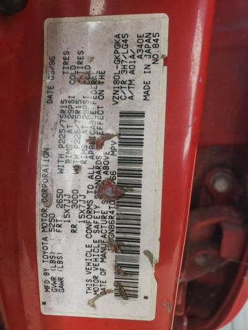 JT3GN86R4T0013766 - 1996 TOYOTA 4RUNNER RED photo 10