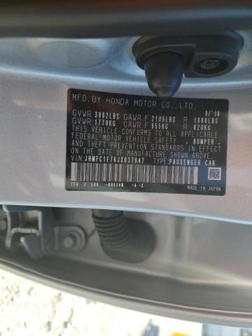 JHMFC1F76JX037847 - 2018 HONDA CIVIC EXL Gümüş foto 10