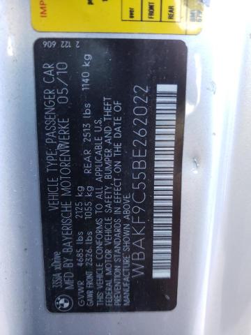 WBAKF9C55BE262022 - 2011 BMW 335 XI SILVER photo 10